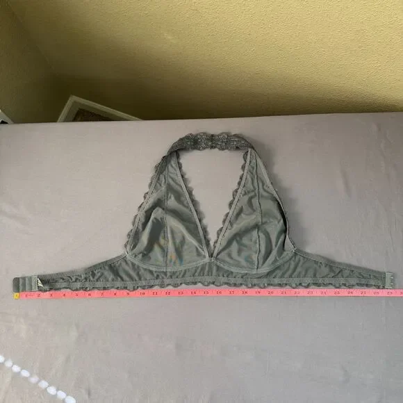 Intimately Free People Bralette Womens Small Gray Lace Halter Stretch Lingerie - Picture 5 of 6